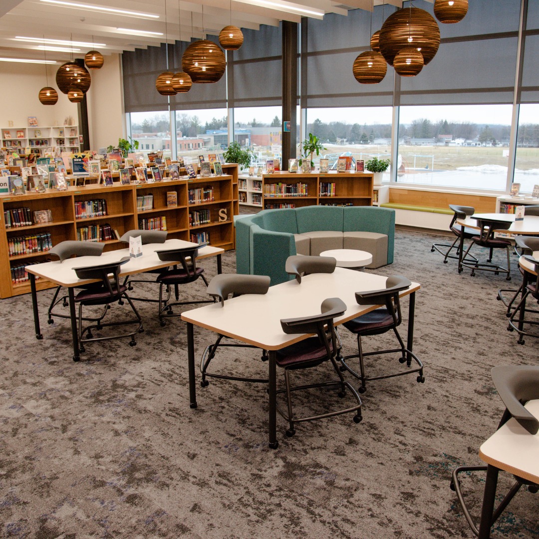 Grey carpet in children's area of public library