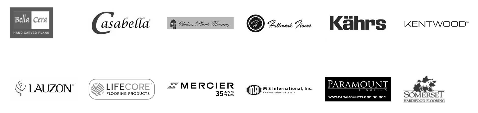Collage of hardwood brand logos